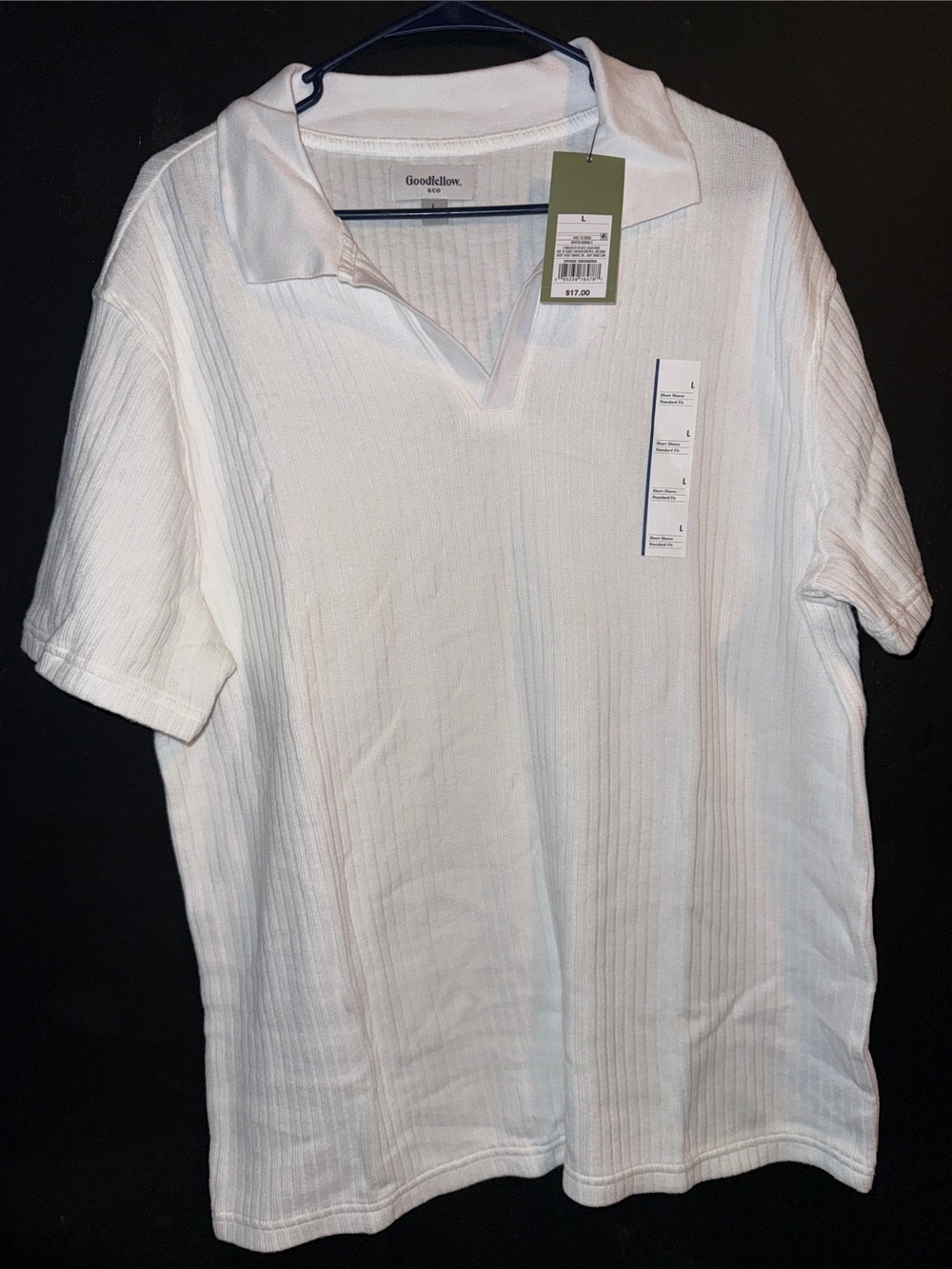 Goodfellow & Co Men's White Textured Knit Polo size large